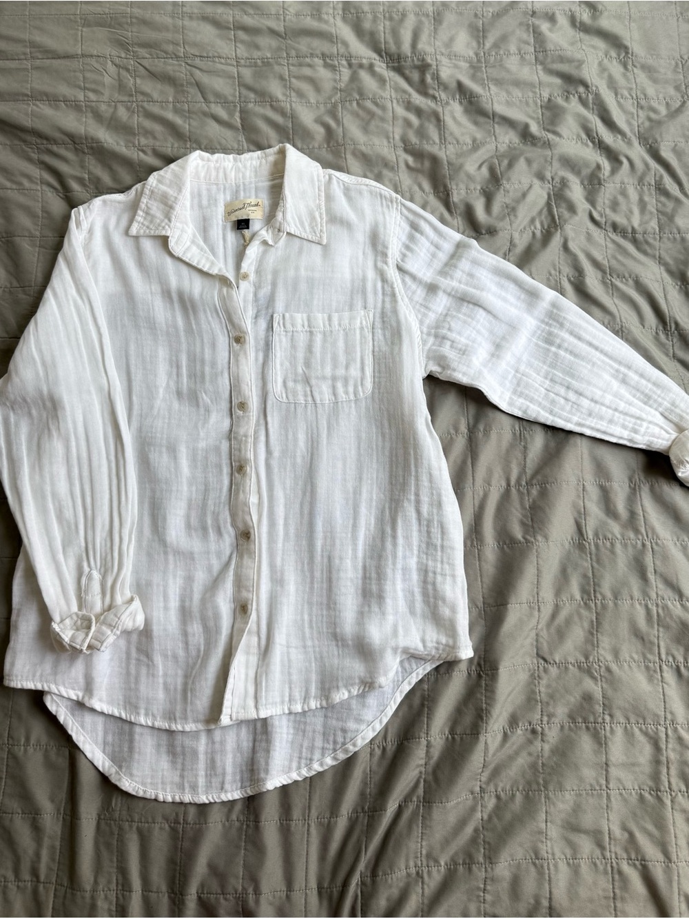 Universal Thread White Linen-Blend Button Shirt